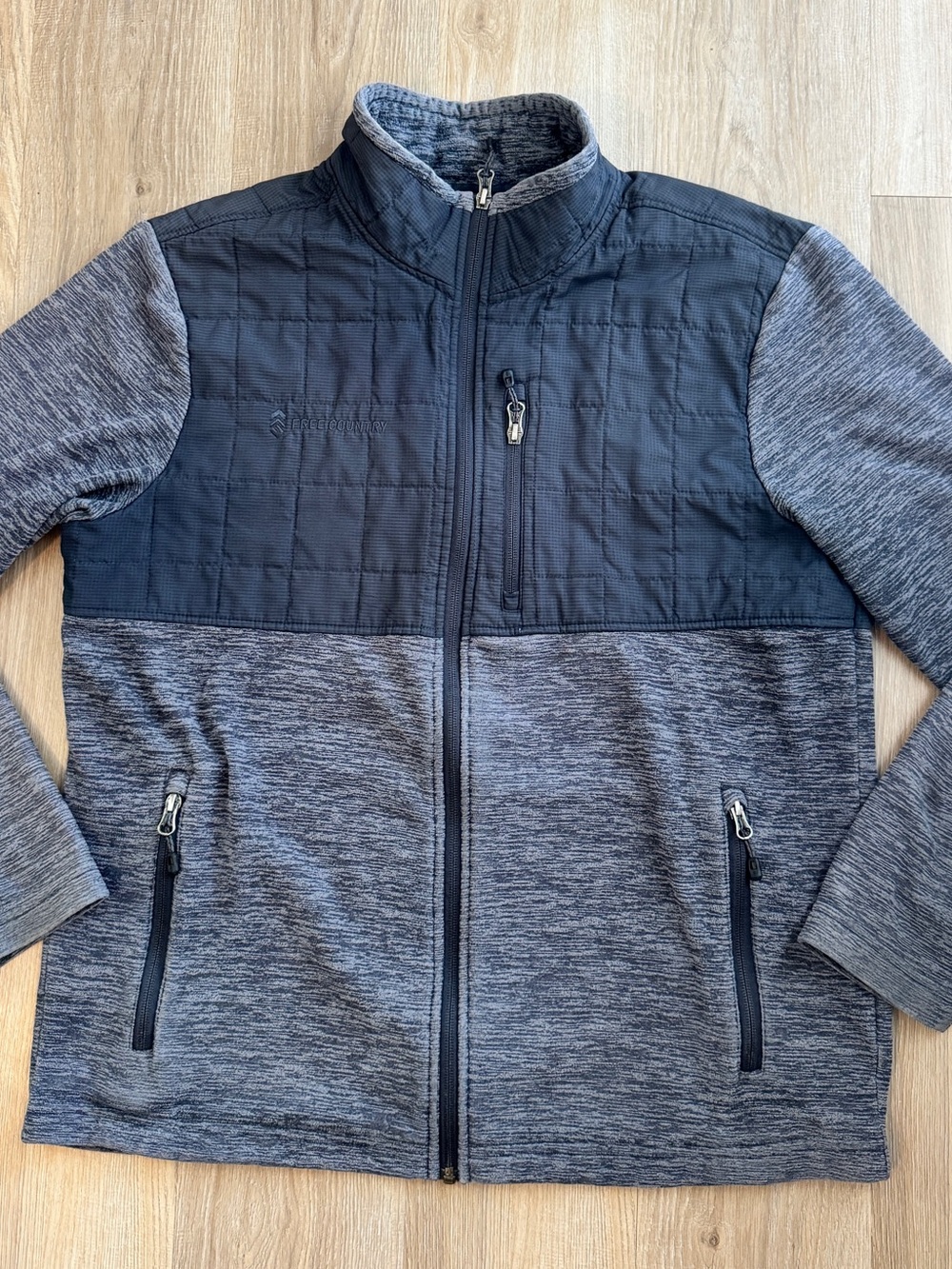 Free Country Men's Full-Zip Quilted Overlay Fleece Jacket Size Medium